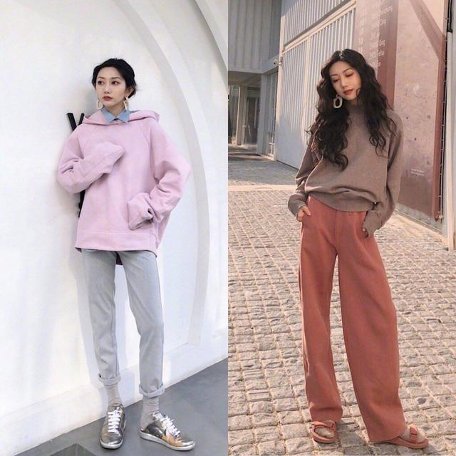 半高領毛衣+闊腿褲