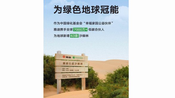落地63畝沙棘樹，422世界地球日，雅迪冠能旗艦新品為綠色持續加碼
