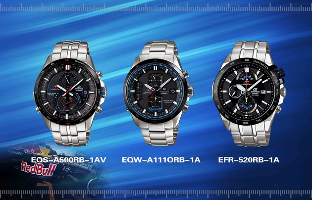 卡西歐紅牛車(chē)隊(duì)限量合作款金屬指針男表：EQS-A500RB-1AV、EQW-A1110RB-1A、EFR-520RB－1A
