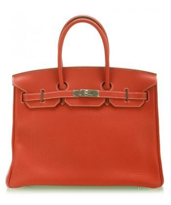 Hermes 愛馬仕 限量現貨諸石色白色雙拼羊皮Birkin 35CM手提袋 ￥148000.00 